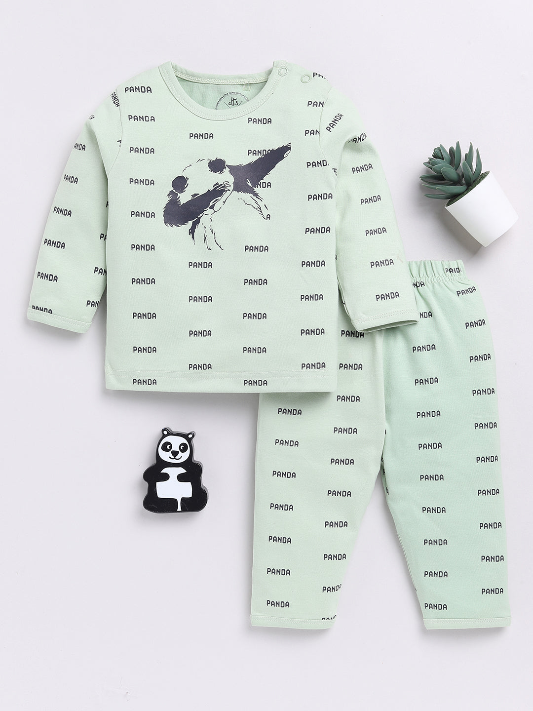 Green Panda Full Sleeve Night Suit