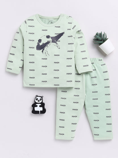 Green Panda Full Sleeve Night Suit