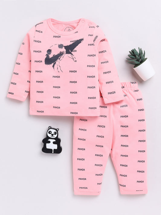 Pink Panda Full Sleeve Night Suit