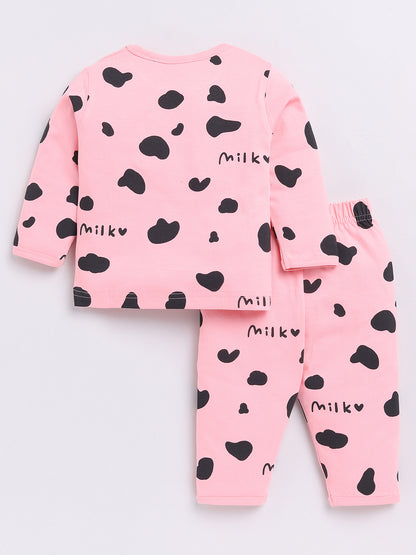 Pink Graphic Full Sleeve Night Suit