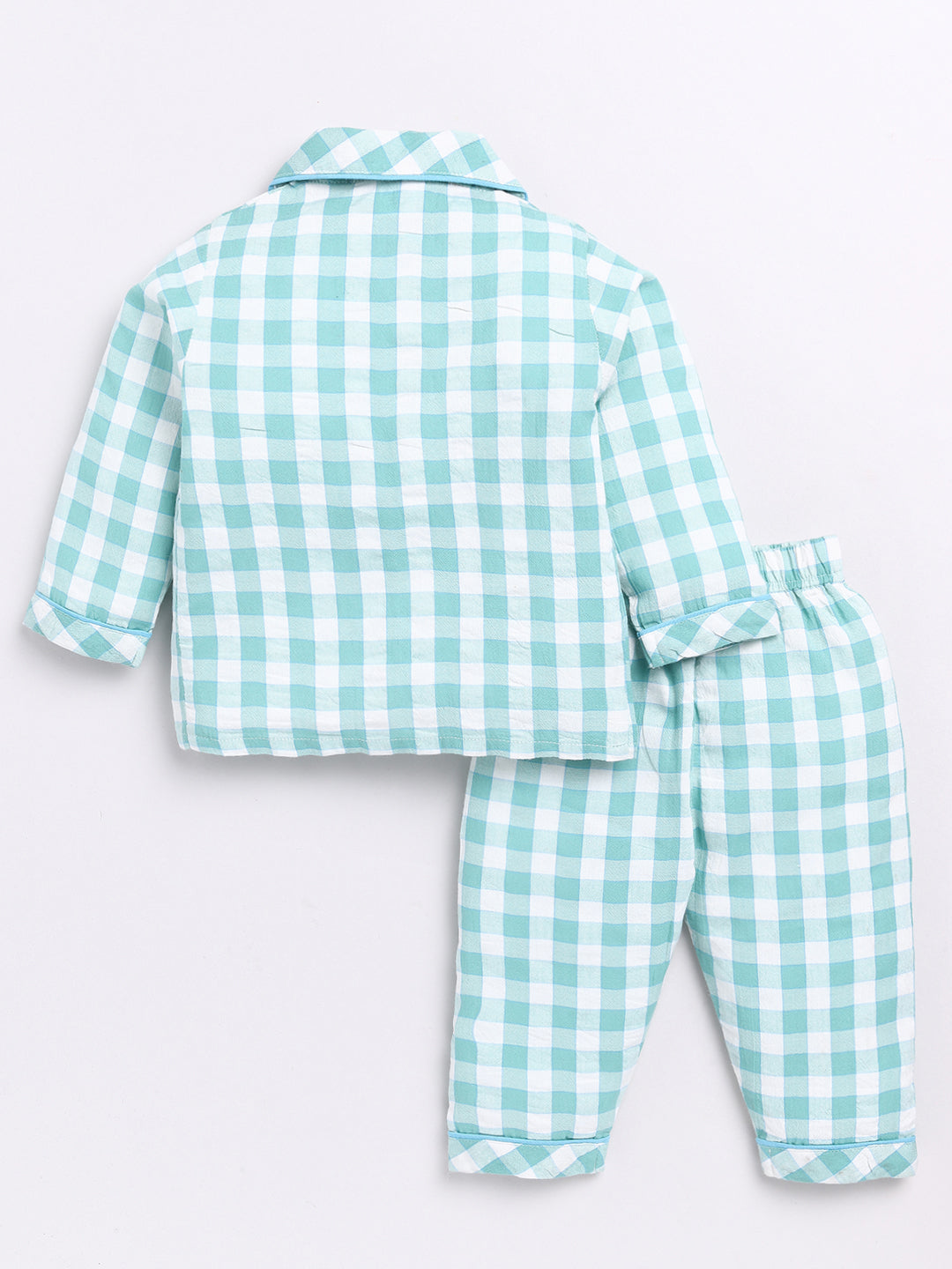 Green Checked Full Sleeve Night Suit