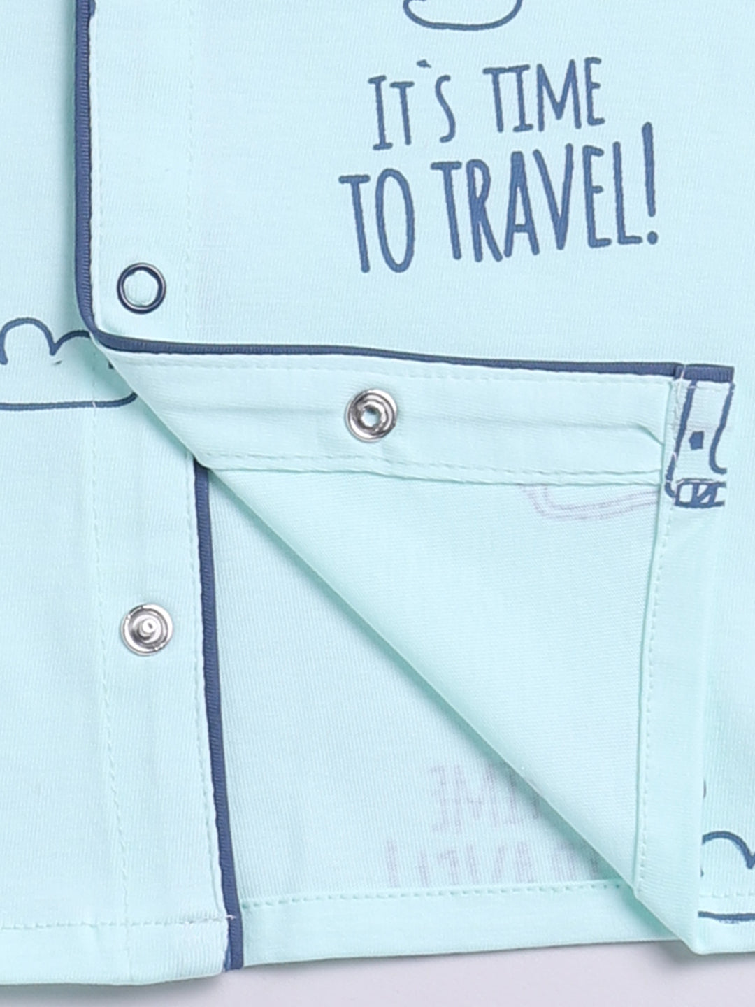 Sea Green Cotton Full Sleeves Typography Nightwear Set