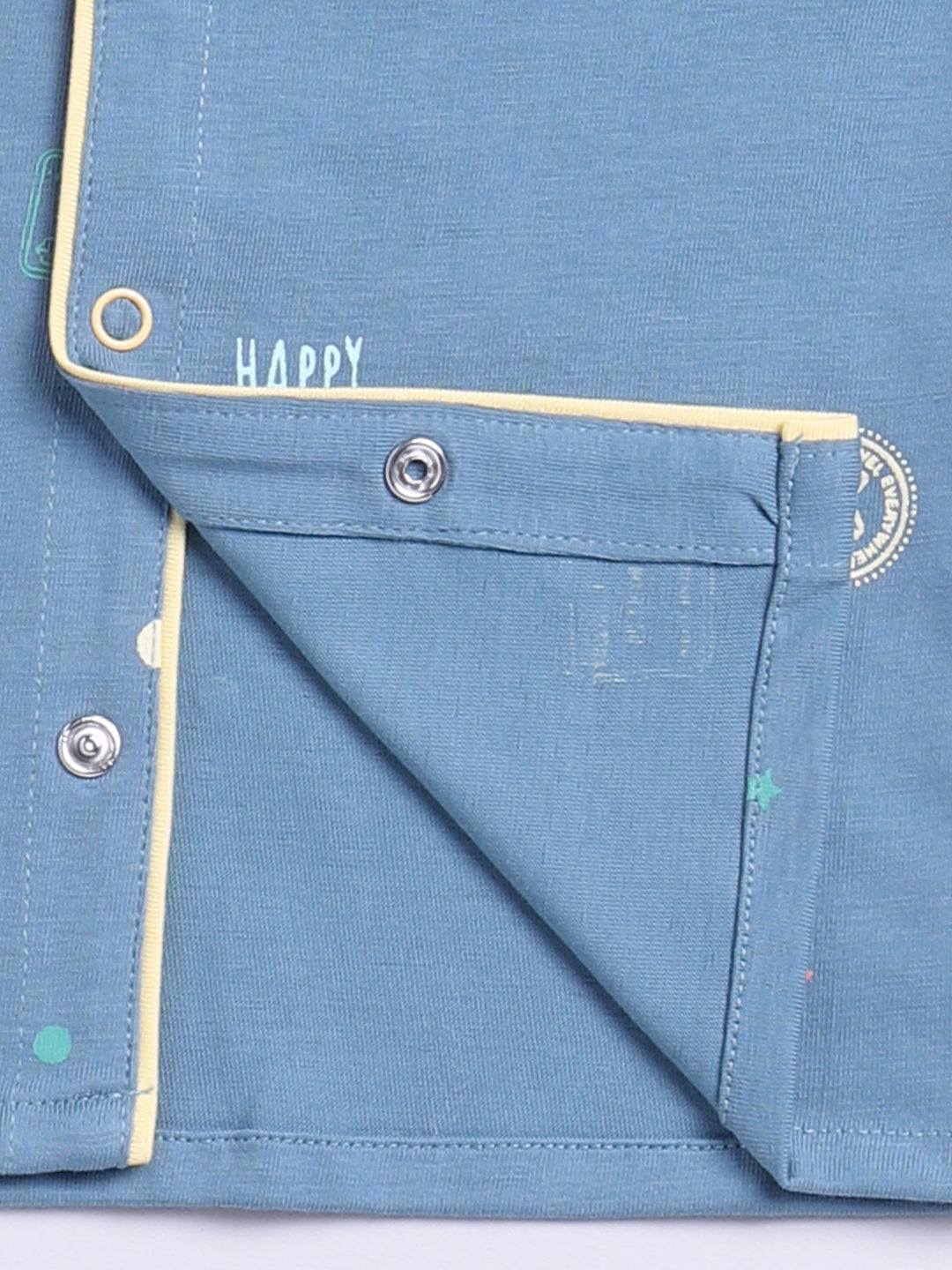 Blue Cotton Full Sleeves Typography Nightwear Set