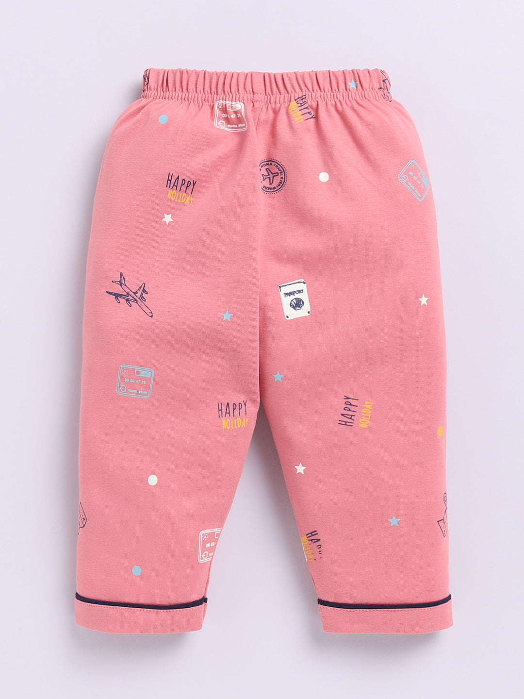 Rust Cotton Full Sleeves Typography Nightwear Set