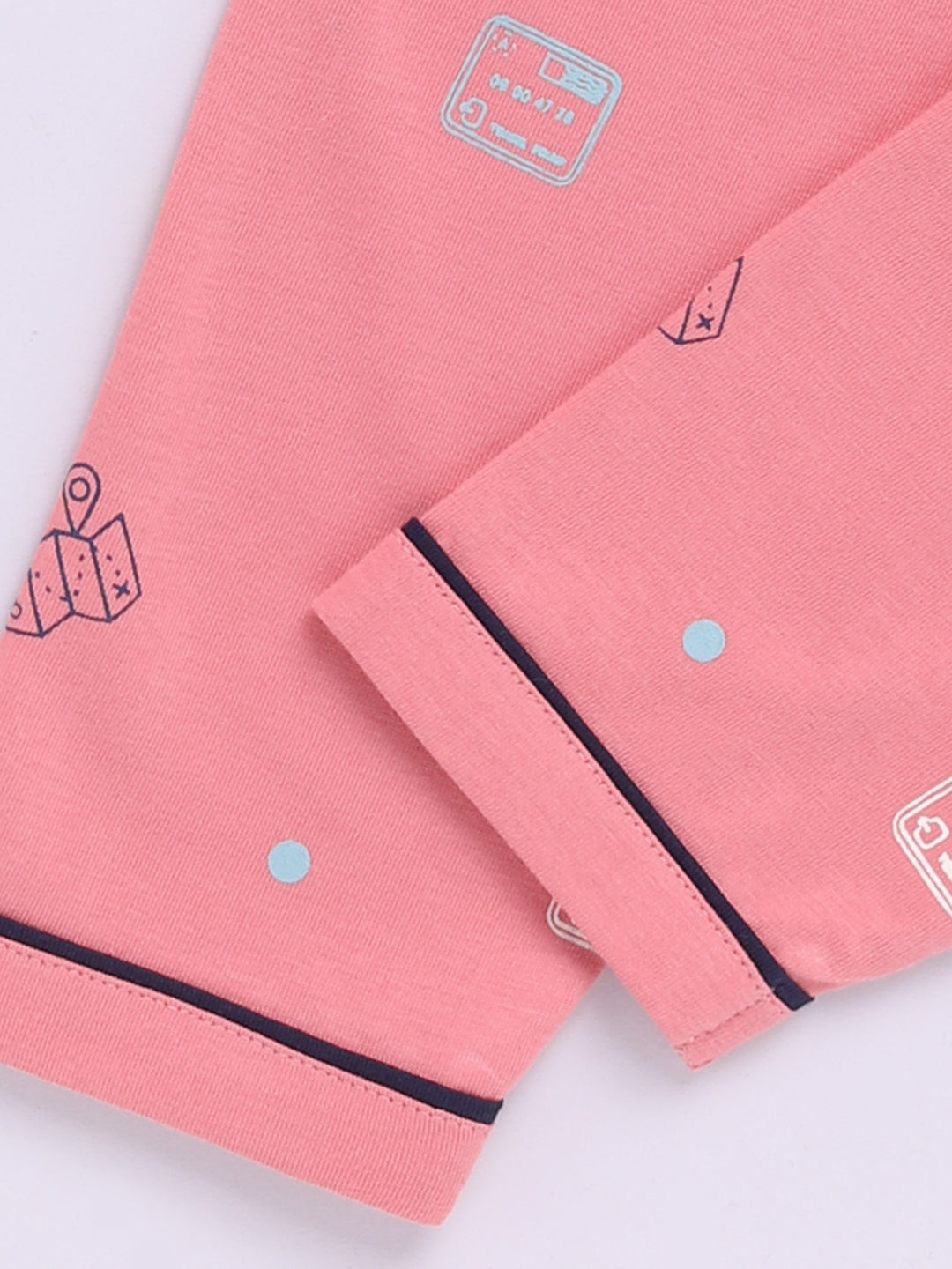 Rust Cotton Full Sleeves Typography Nightwear Set