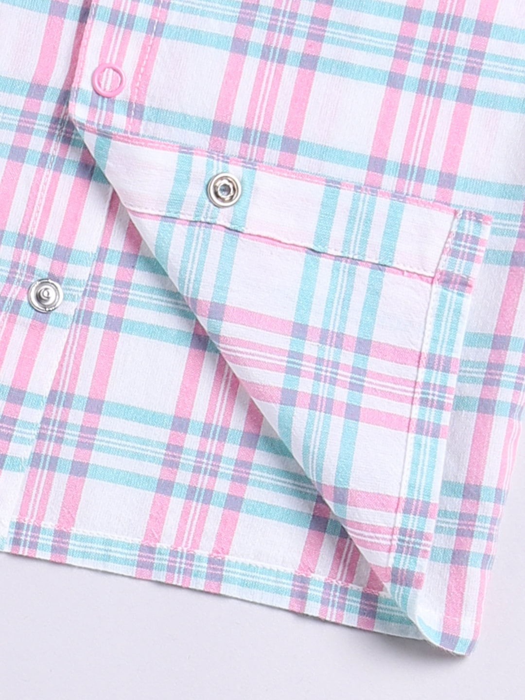 Pink Cotton Woven Checked Full Sleeve Night Suit