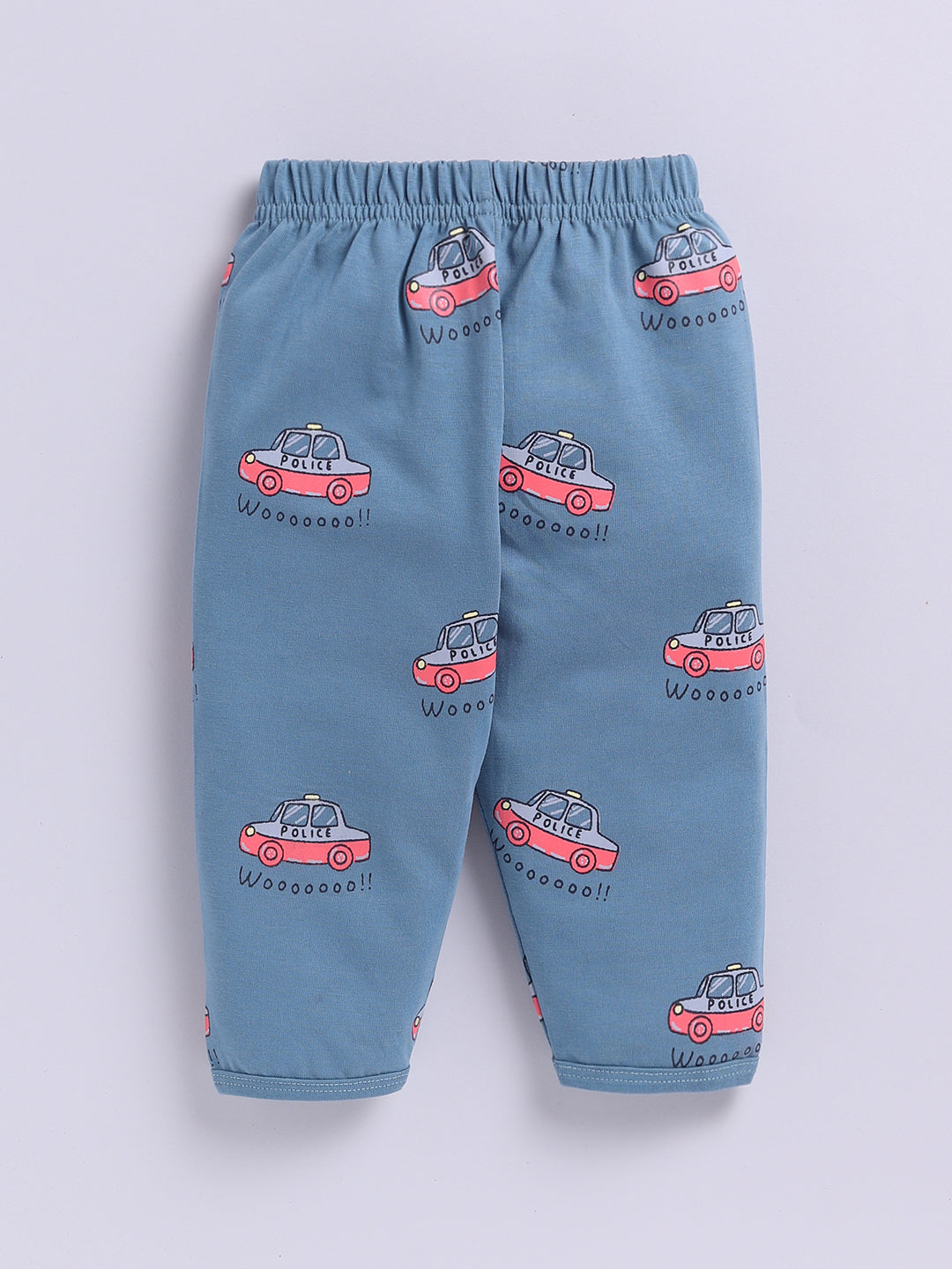 'Cars' Blue Cotton Knitted Full Sleeve Night Suit