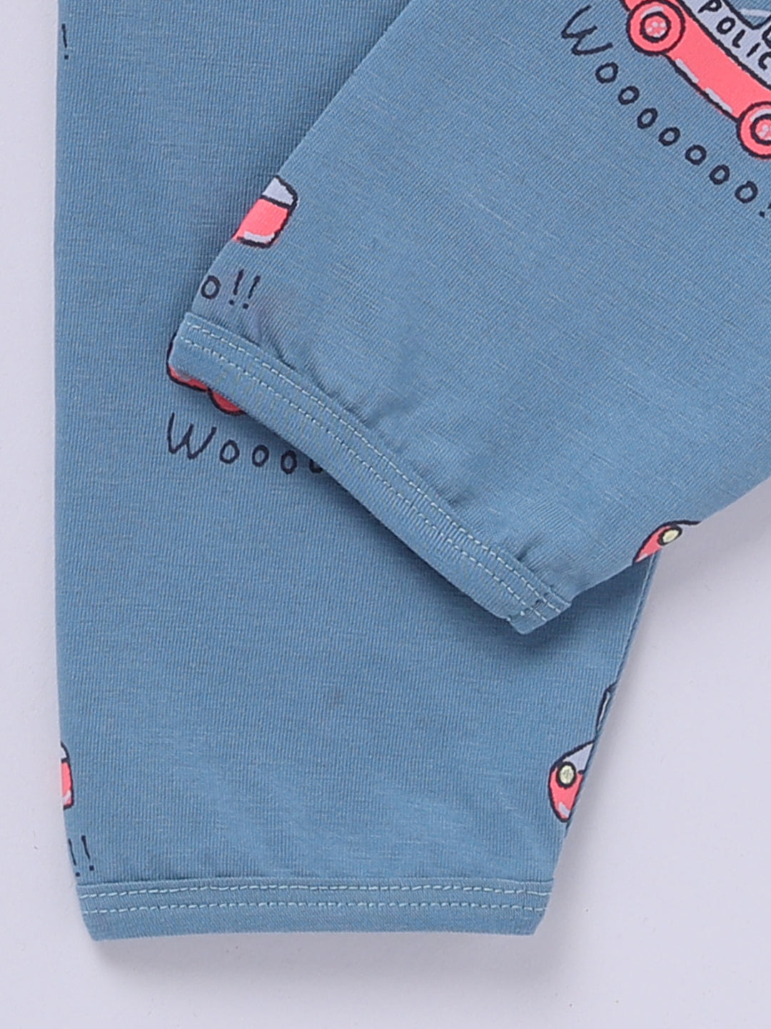 'Cars' Blue Cotton Knitted Full Sleeve Night Suit