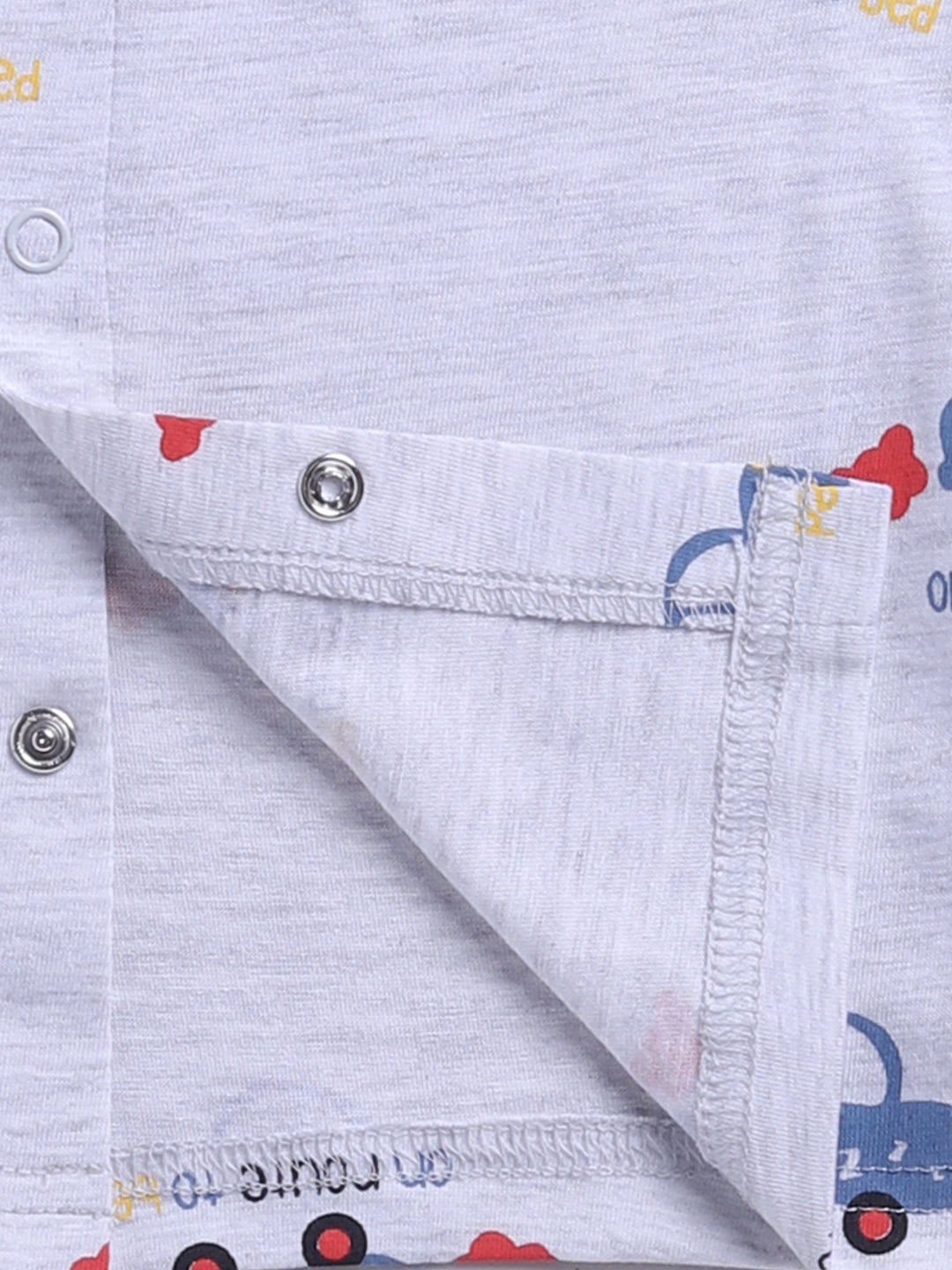 'Cars' Grey Cotton Knitted Full Sleeve Night Suit