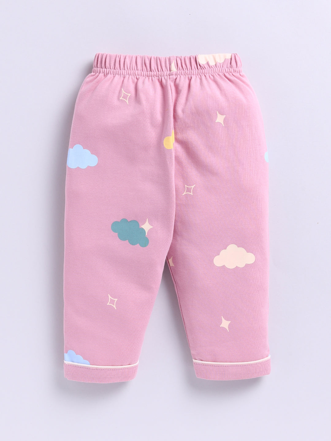 'Clouds' Mauve Cotton Knitted Full Sleeve Night Suit