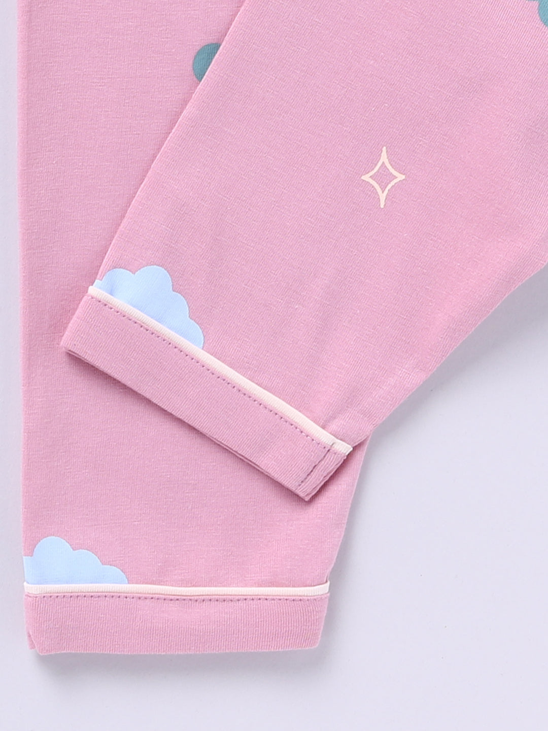 'Clouds' Mauve Cotton Knitted Full Sleeve Night Suit