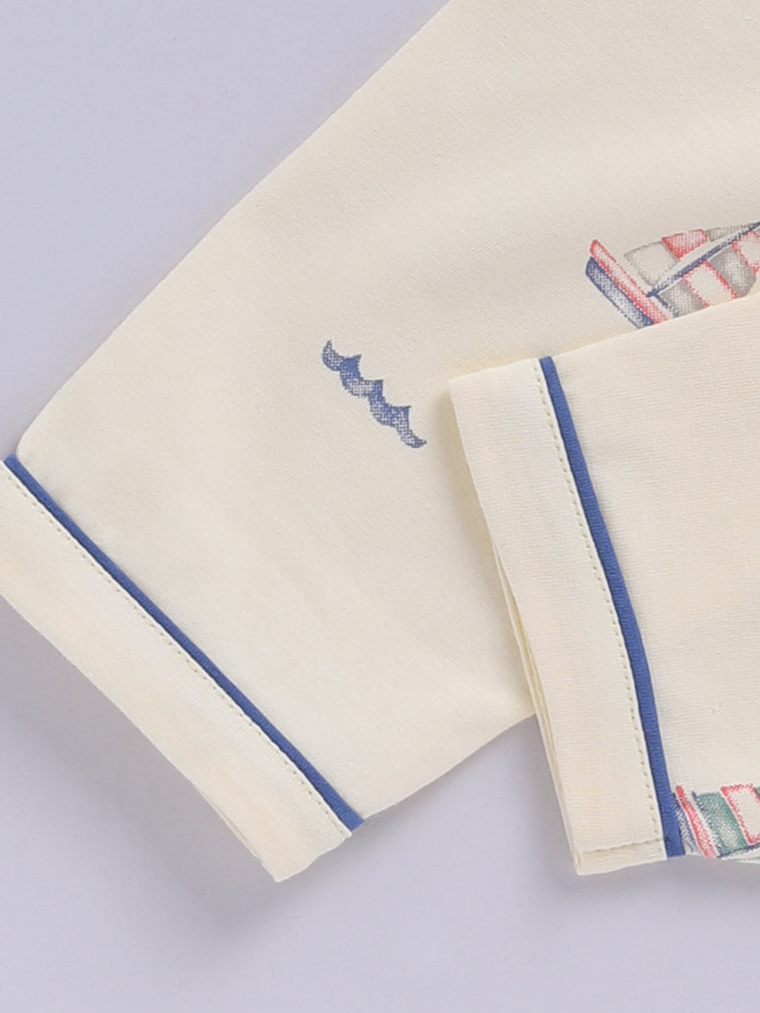 'Boats' Yellow Cotton Knitted Full Sleeve Night Suit