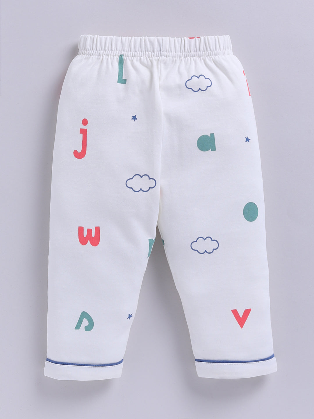 Off-white Cotton Typography Full Sleeve Night Suit