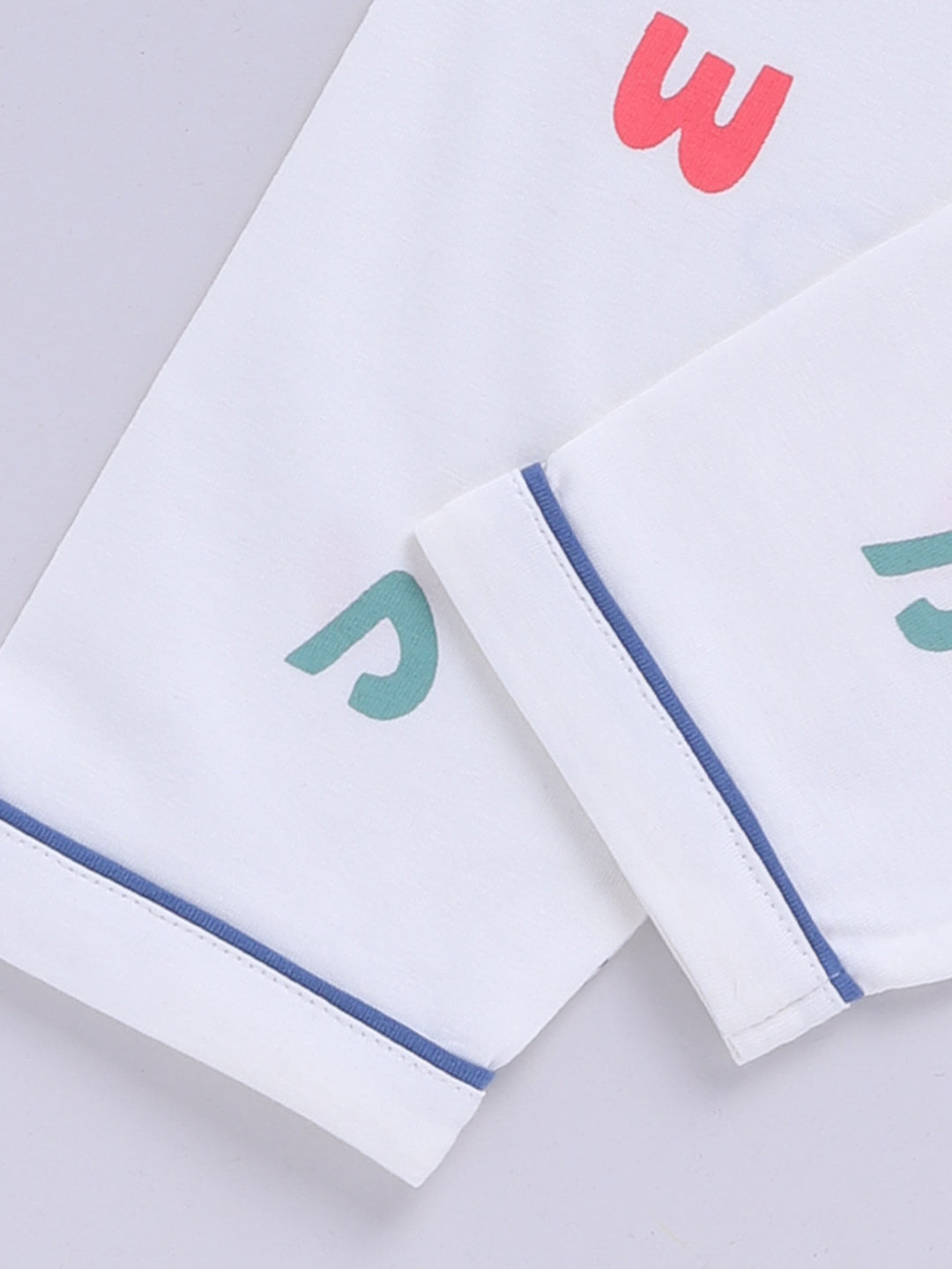 Off-white Cotton Typography Full Sleeve Night Suit