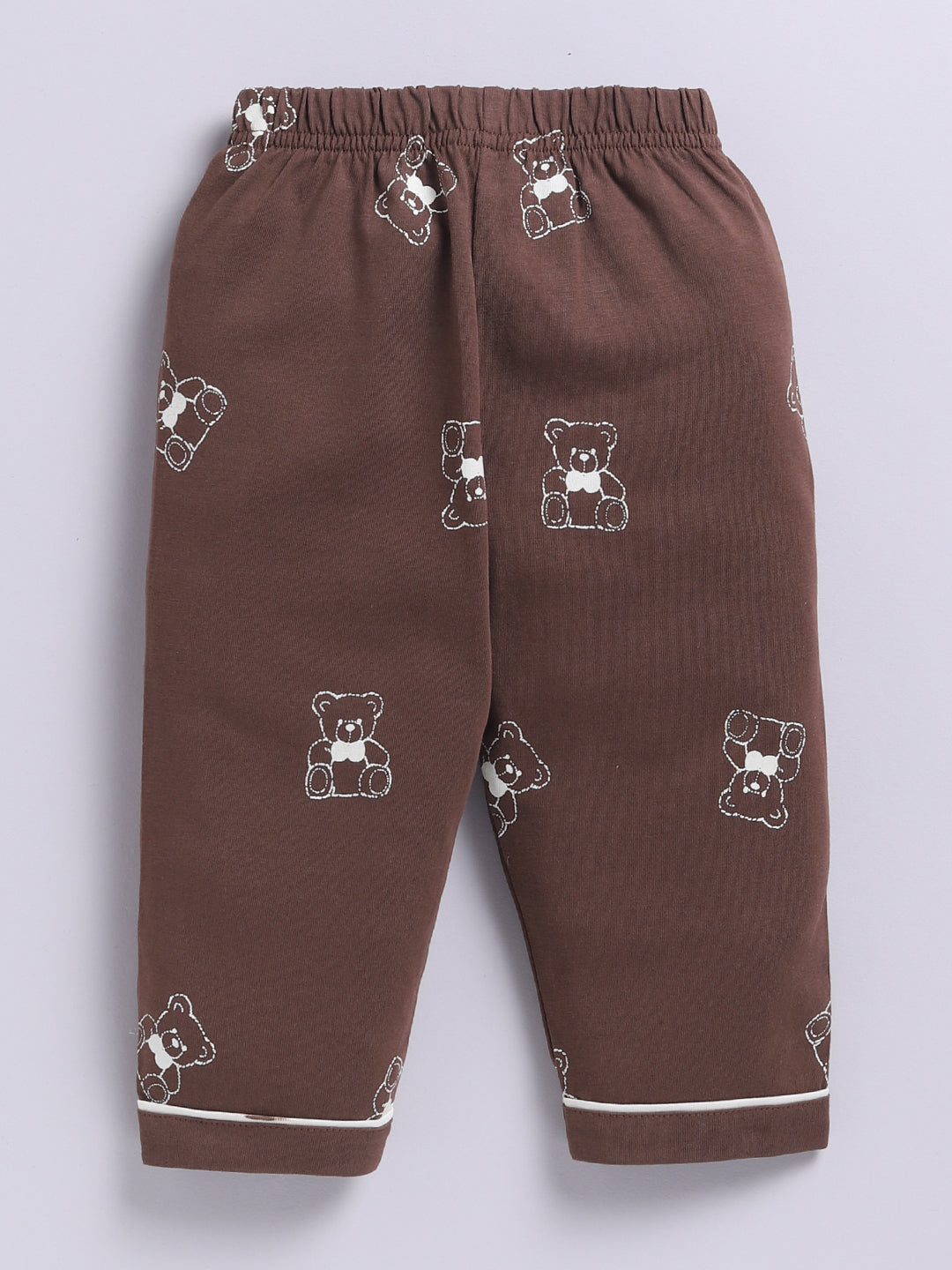 Teddy Bear Brown Cotton Knitted Full Sleeve Night Suit