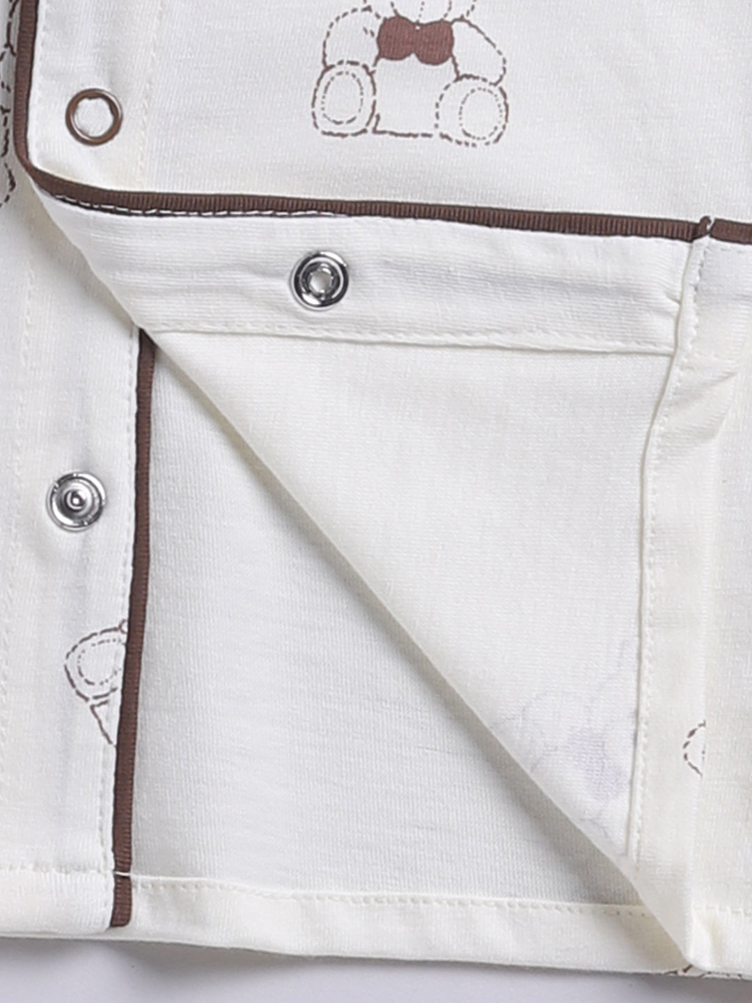 Teddy Bear Cream Cotton Knitted Full Sleeve Night Suit