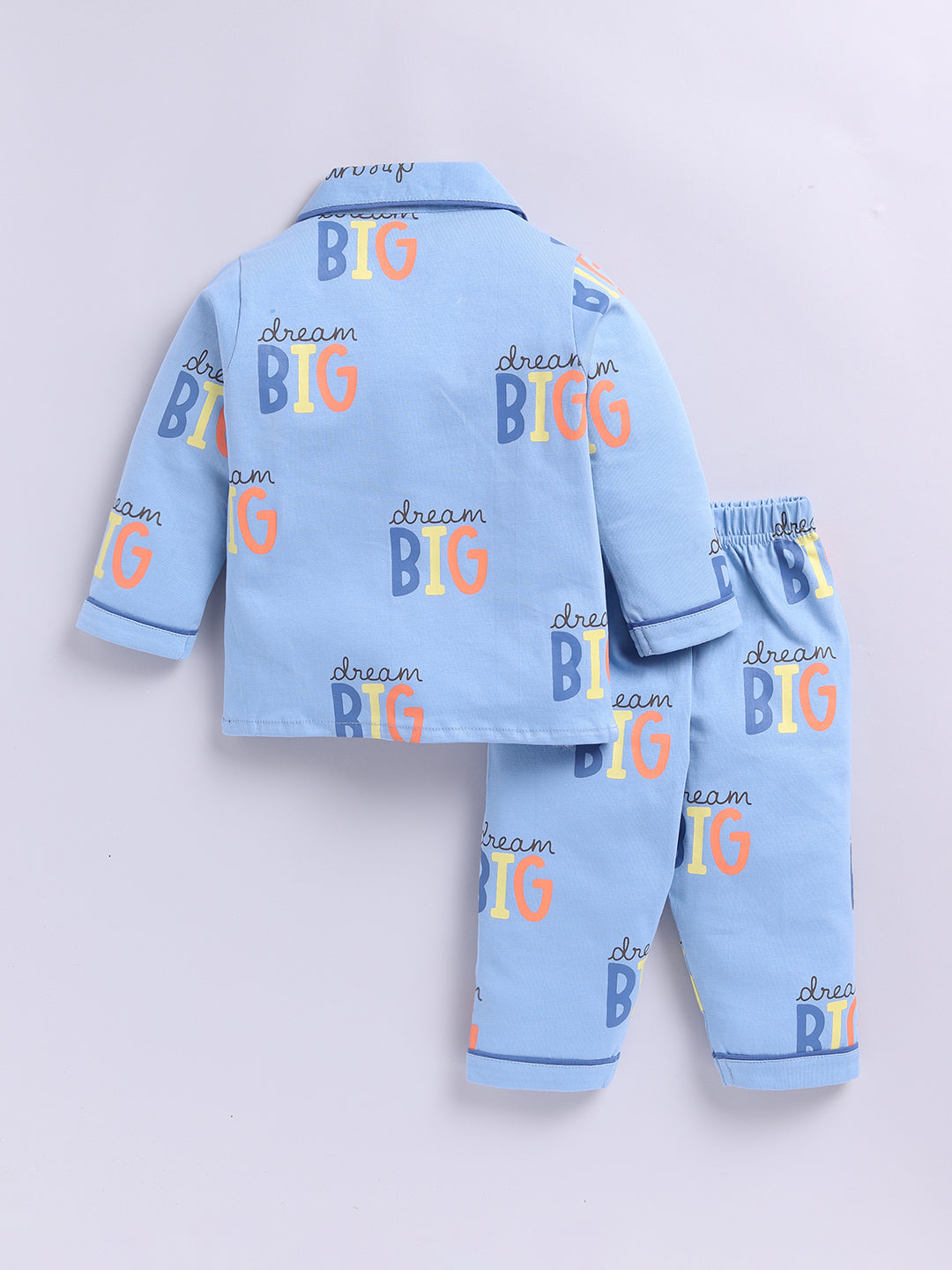"Big Dreams" Blue Cotton Full Sleeve Night Suit