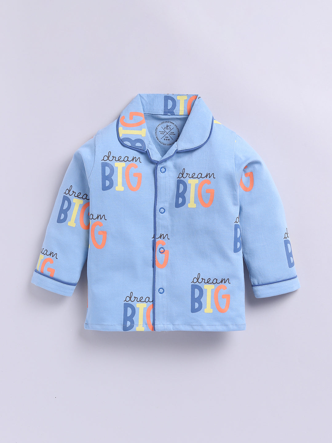 "Big Dreams" Blue Cotton Full Sleeve Night Suit