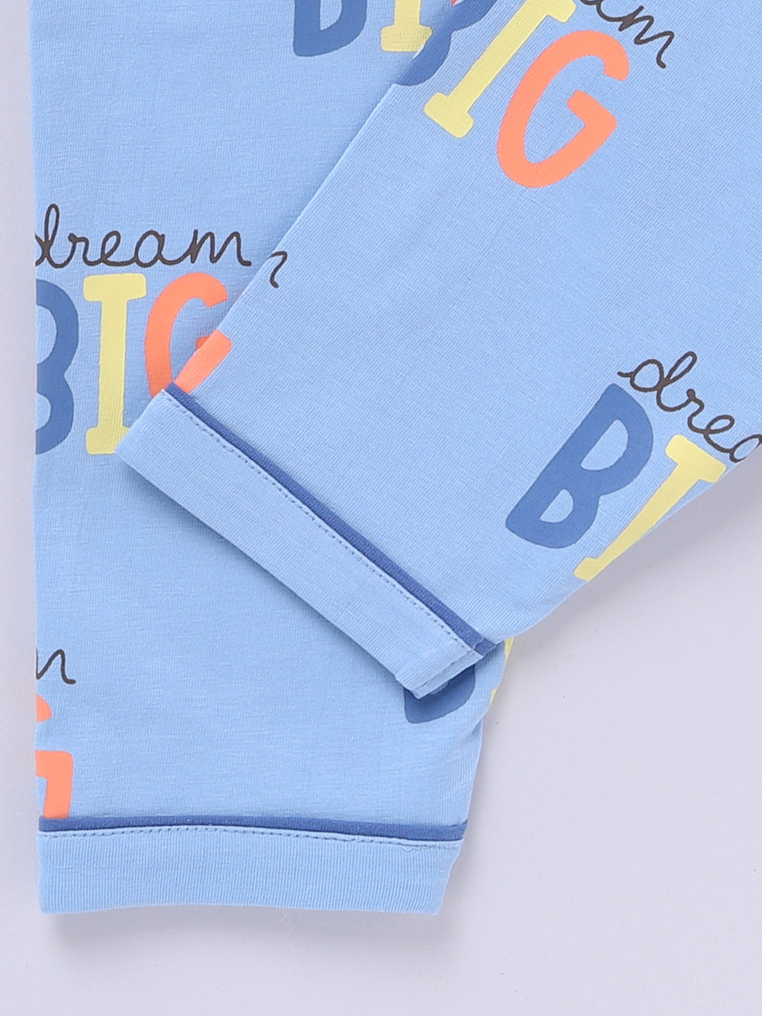 "Big Dreams" Blue Cotton Full Sleeve Night Suit