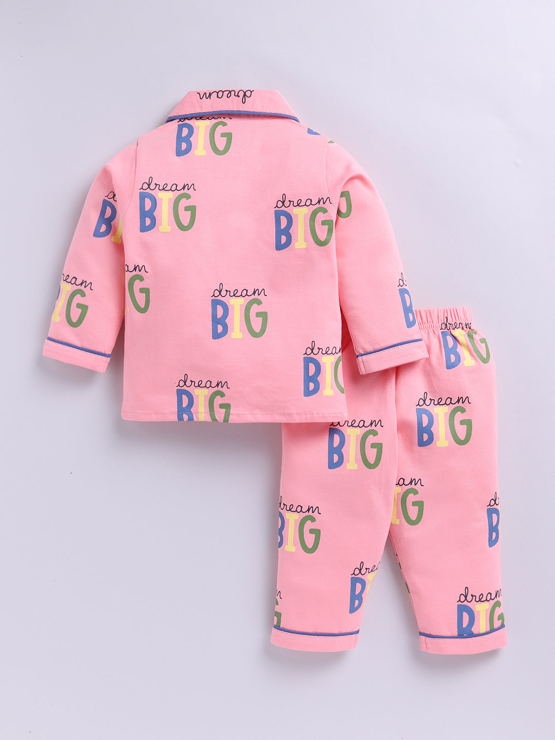 "Big Dreams" Pink Cotton Full Sleeve Night Suit