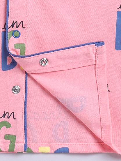 "Big Dreams" Pink Cotton Full Sleeve Night Suit