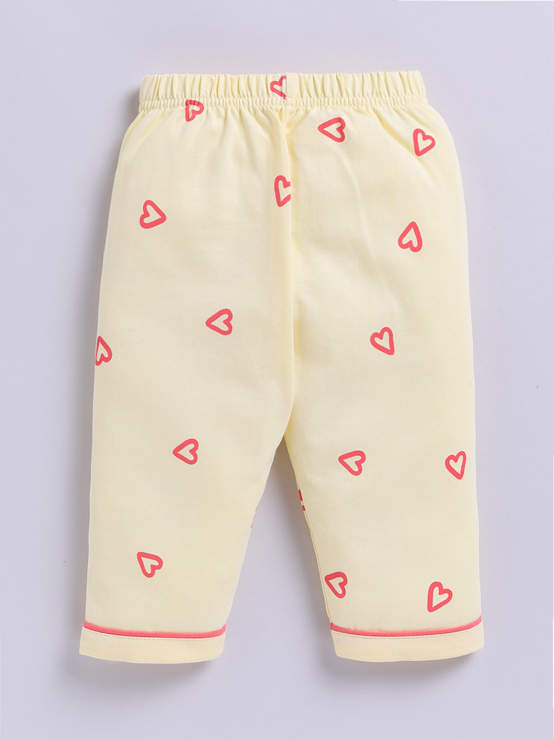 Yellow Hearts Cotton Knitted Full Sleeve Night Suit