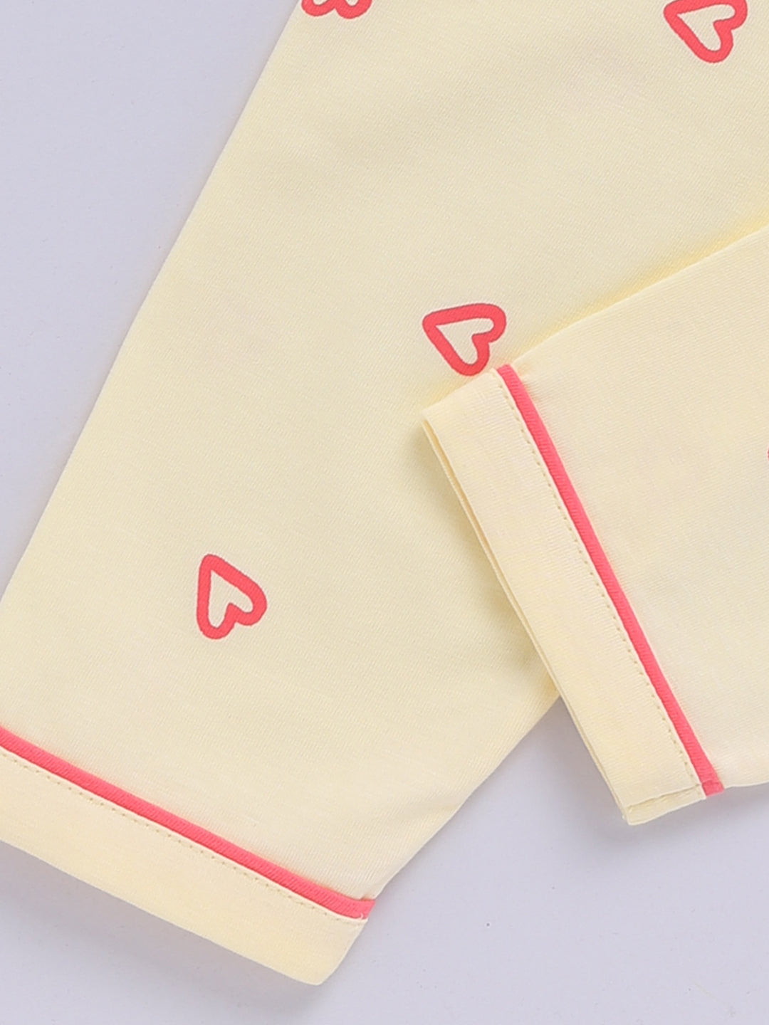 Yellow Hearts Cotton Knitted Full Sleeve Night Suit