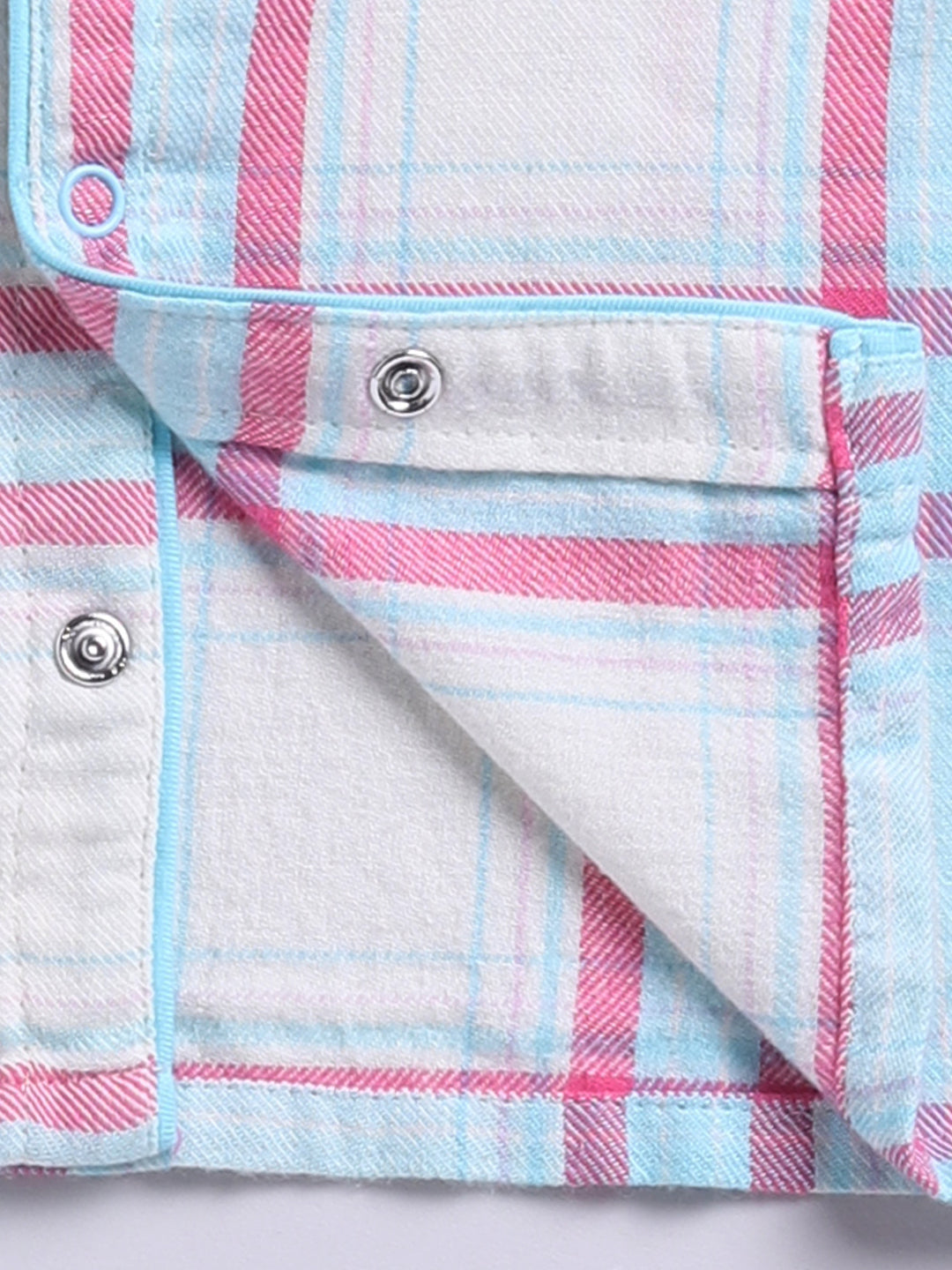 Blue Cotton Woven Checked Full Sleeve Night Suit