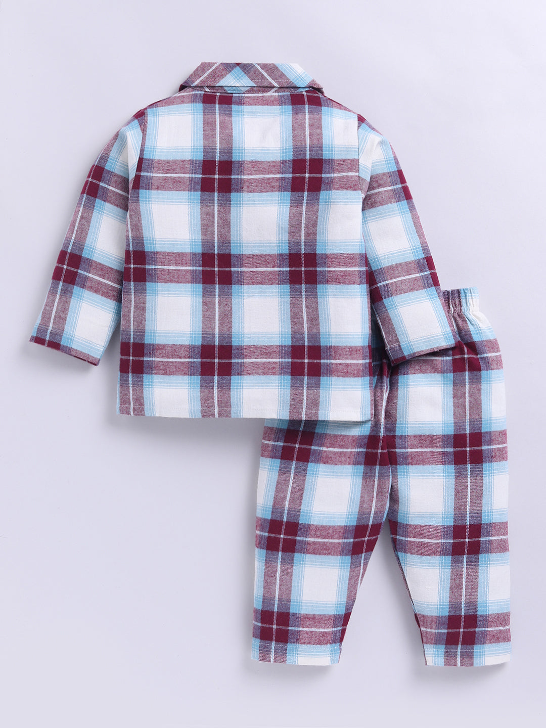 Maroon Checks Flannel Full Sleeve Night Suit