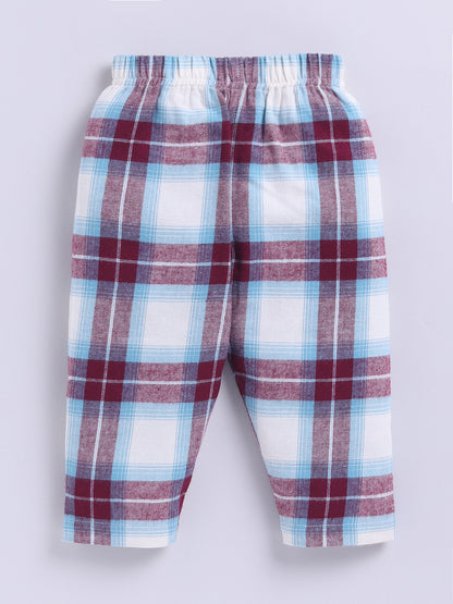 Maroon Checks Flannel Full Sleeve Night Suit