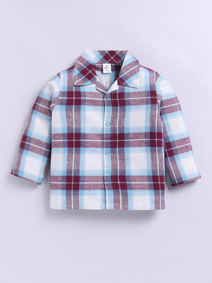 Maroon Checks Flannel Full Sleeve Night Suit