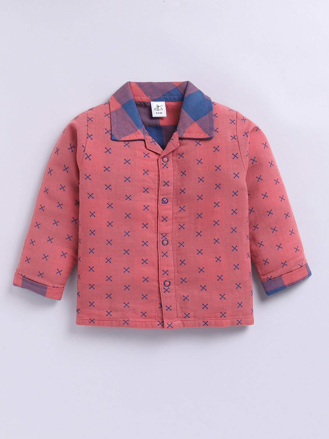 Rust Cotton Woven Graphic Full Sleeve Night Suit