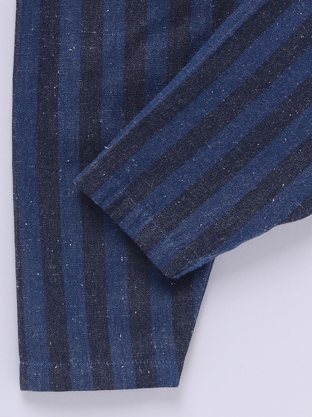 "Let it Snow" Denim Winter Theme Blue Striped Full Sleeve Night Suit