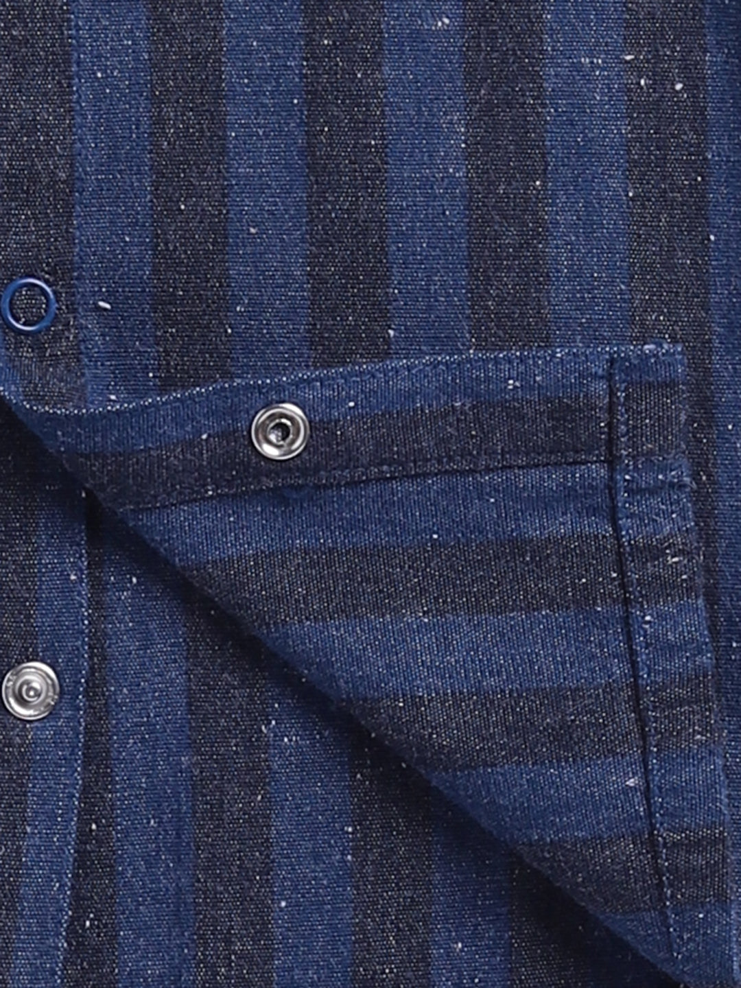 "Let it Snow" Denim Winter Theme Blue Striped Full Sleeve Night Suit