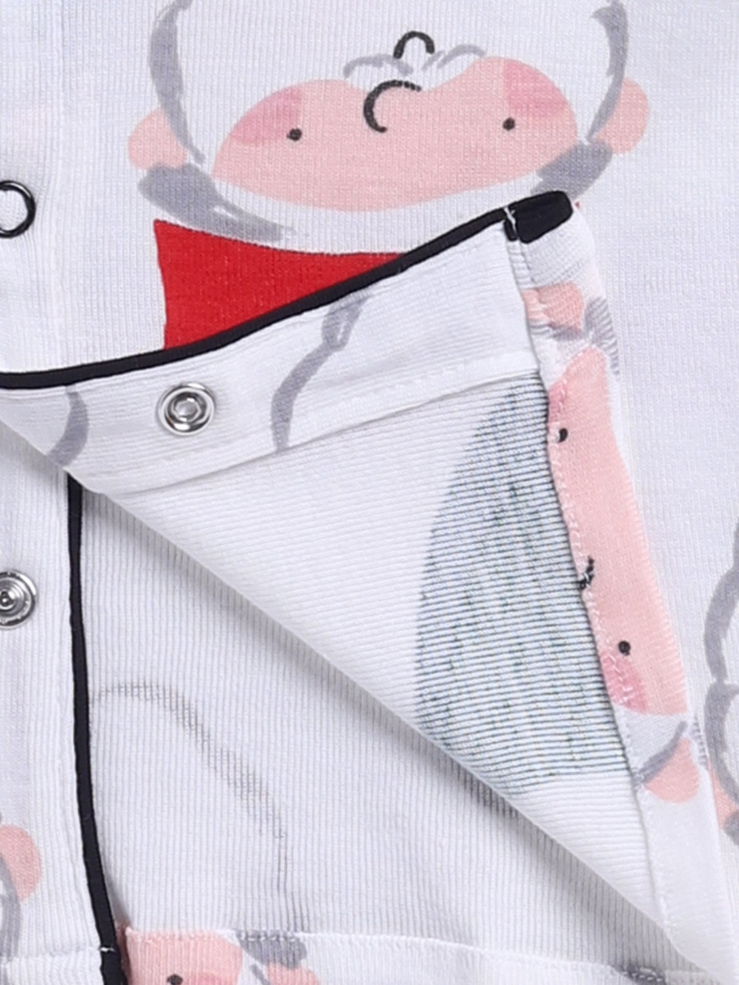 'Christmas' Theme White Cotton Full Sleeve Night Suit