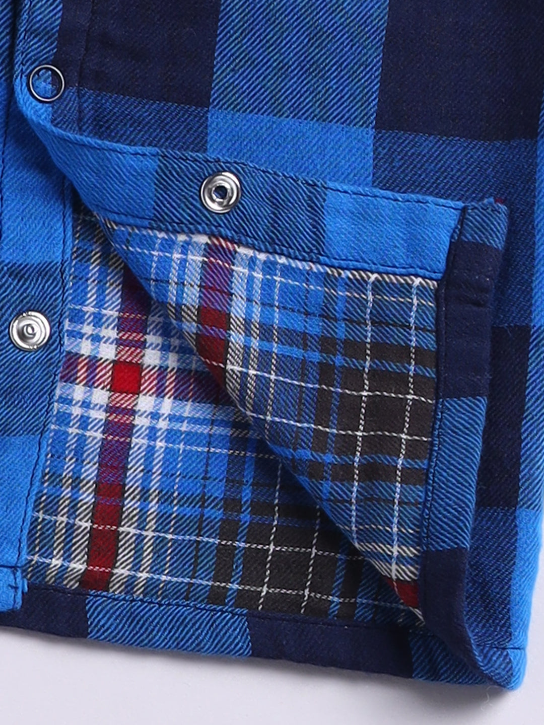 Muslin Blue Cotton Woven Checked Full Sleeve Night Suit