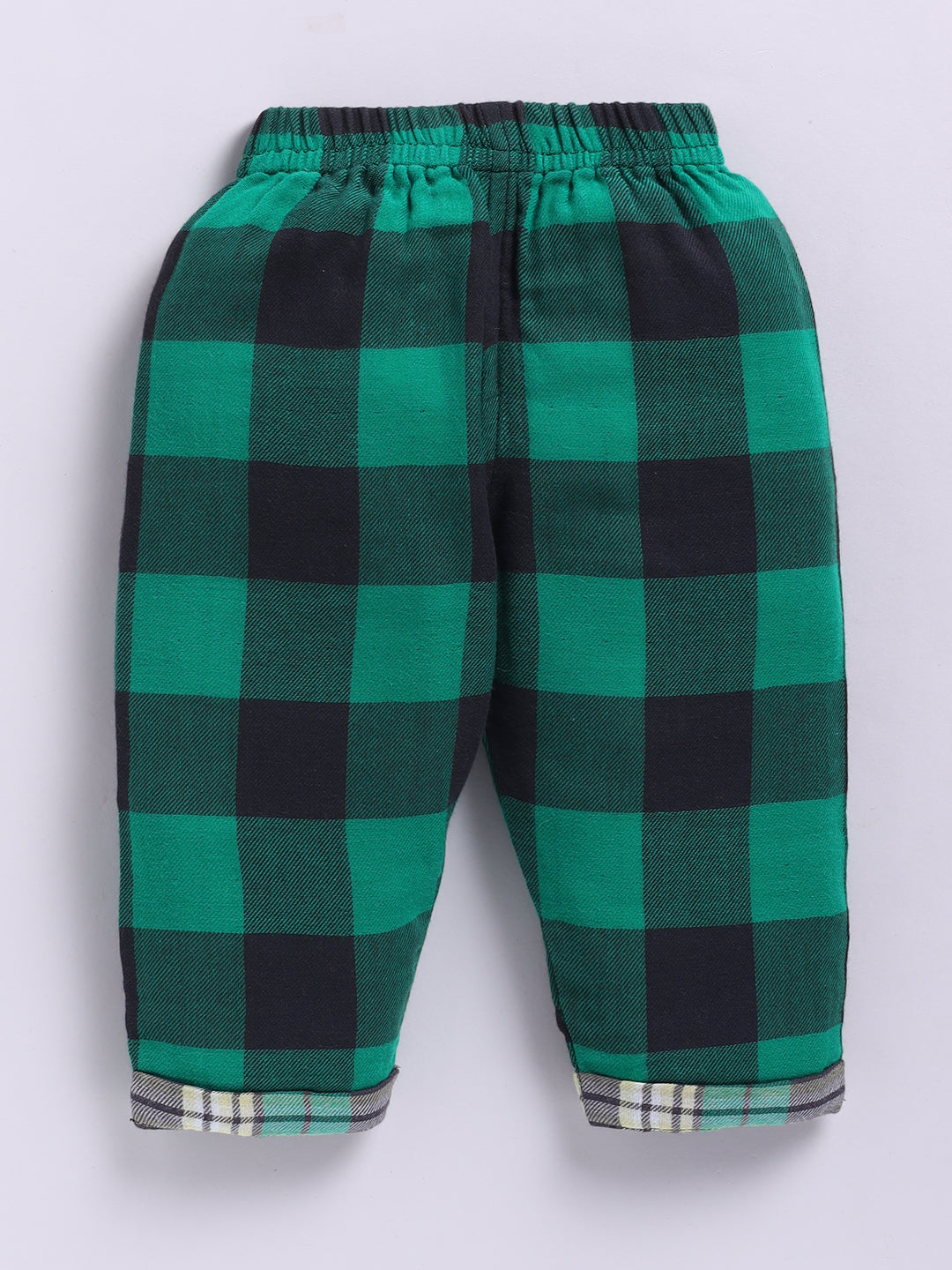 Muslin Green Cotton Woven Checked Full Sleeve Night Suit