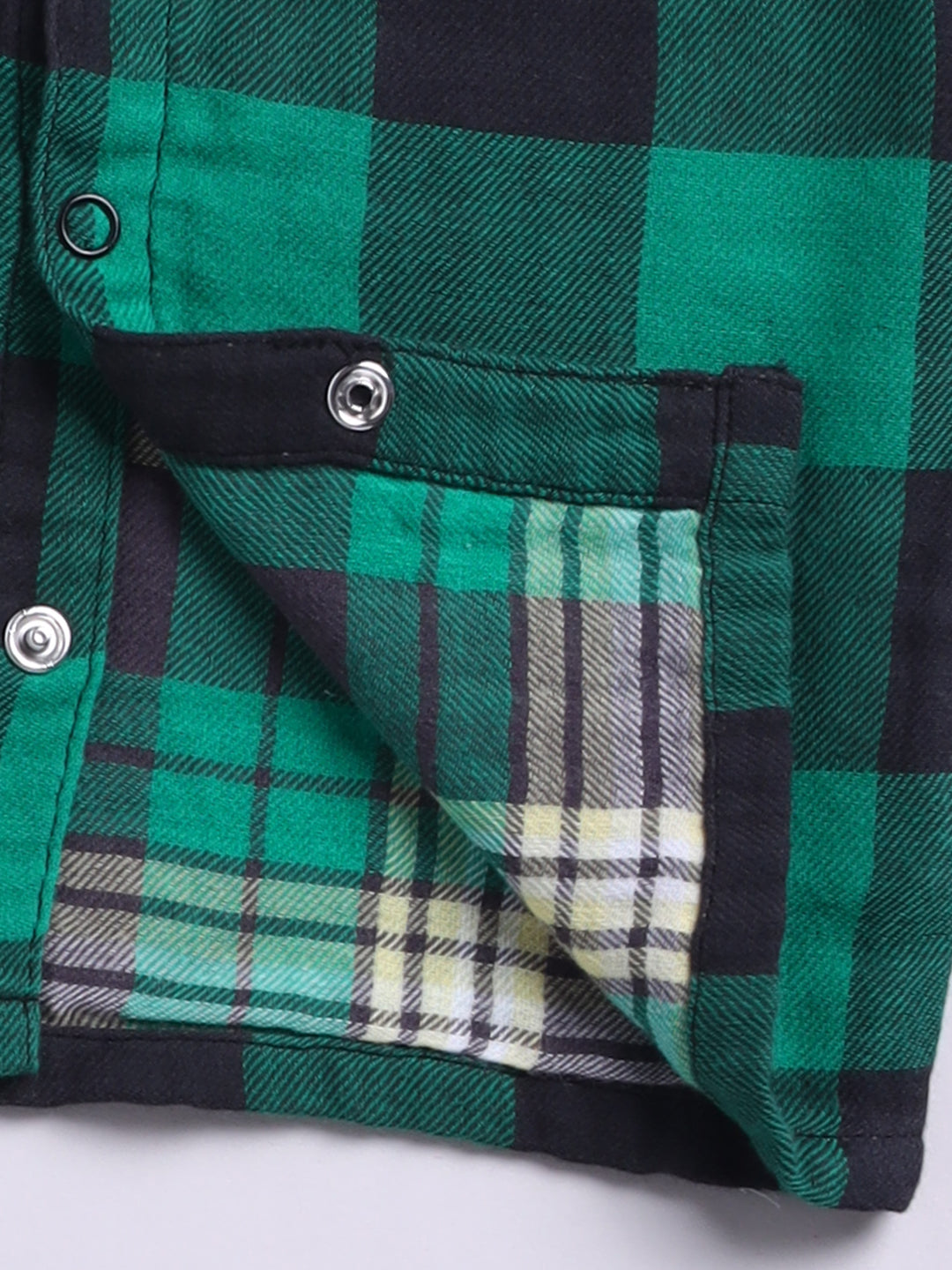 Muslin Green Cotton Woven Checked Full Sleeve Night Suit