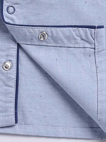 "100% Cute" Blue Cotton Woven Typography Full Sleeve Night Suit