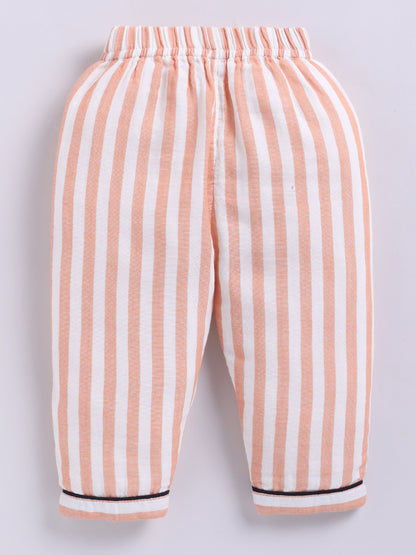 'Cuter Version of Dad' Orange Limited Edition Striped Full Sleeve Night Suit