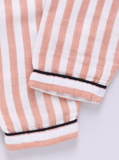 'Cuter Version of Dad' Orange Limited Edition Striped Full Sleeve Night Suit