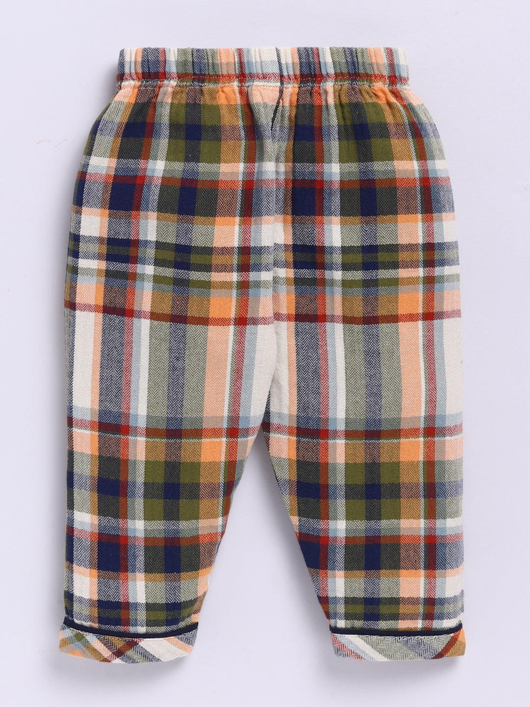 Multi Cotton Woven Checks Full Sleeve Night Suit