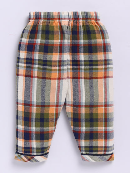 Multi Cotton Woven Checks Full Sleeve Night Suit