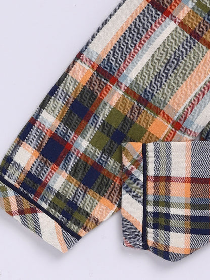 Multi Cotton Woven Checks Full Sleeve Night Suit