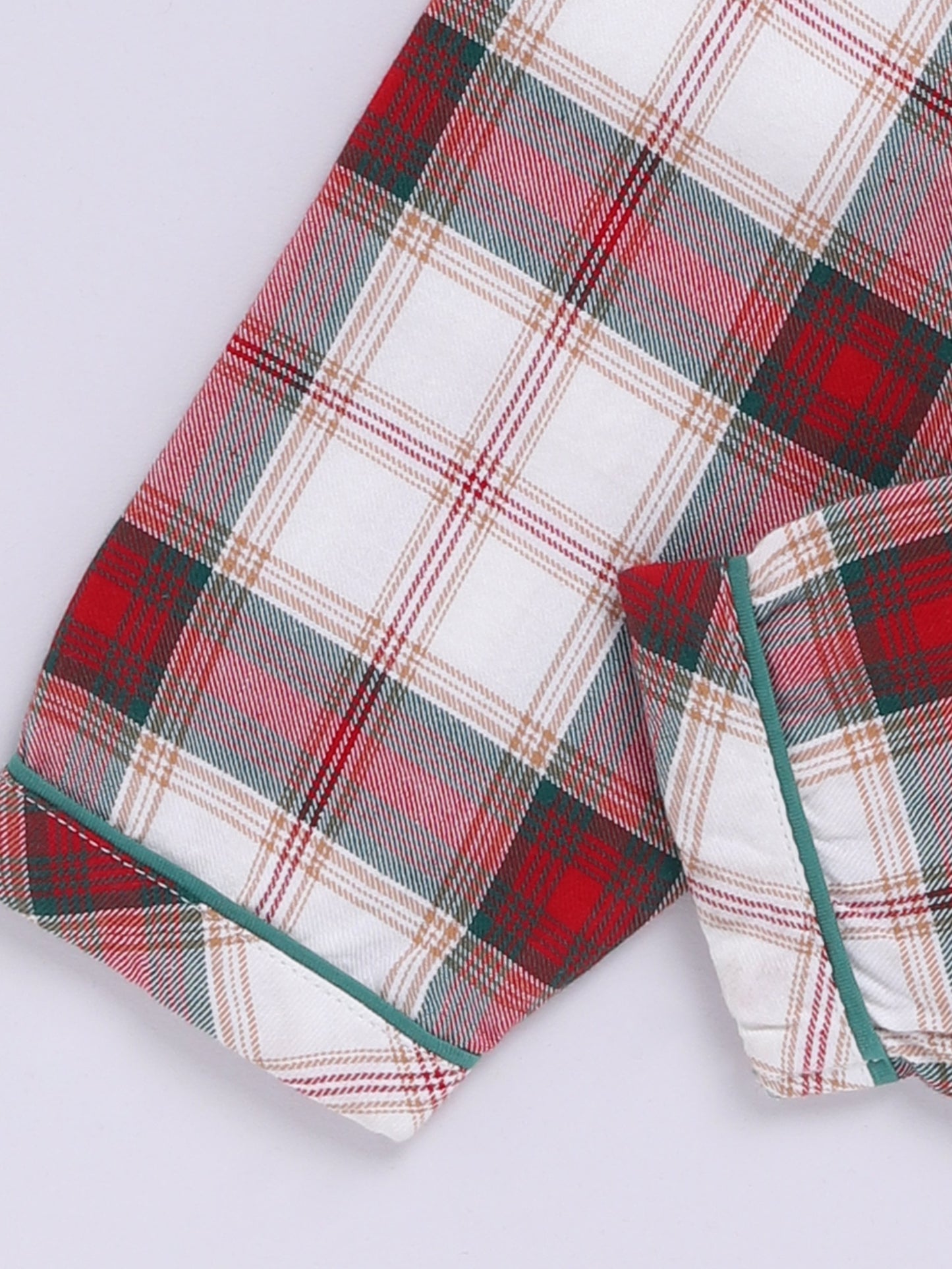 Red Cotton Woven Checked Full Sleeve Night Suit