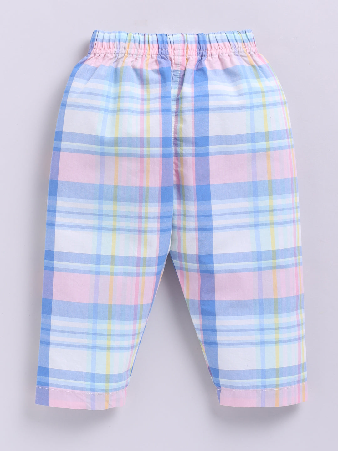 Multi Cotton Woven Checked Full Sleeve Night Suit