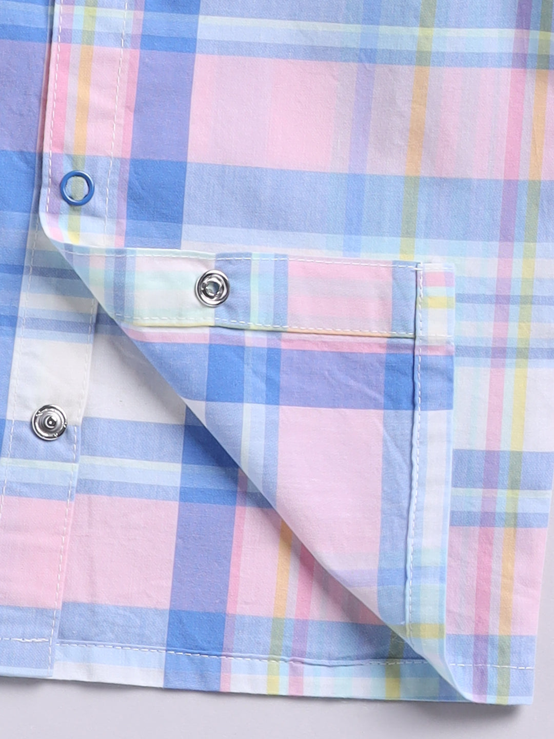 Multi Cotton Woven Checked Full Sleeve Night Suit