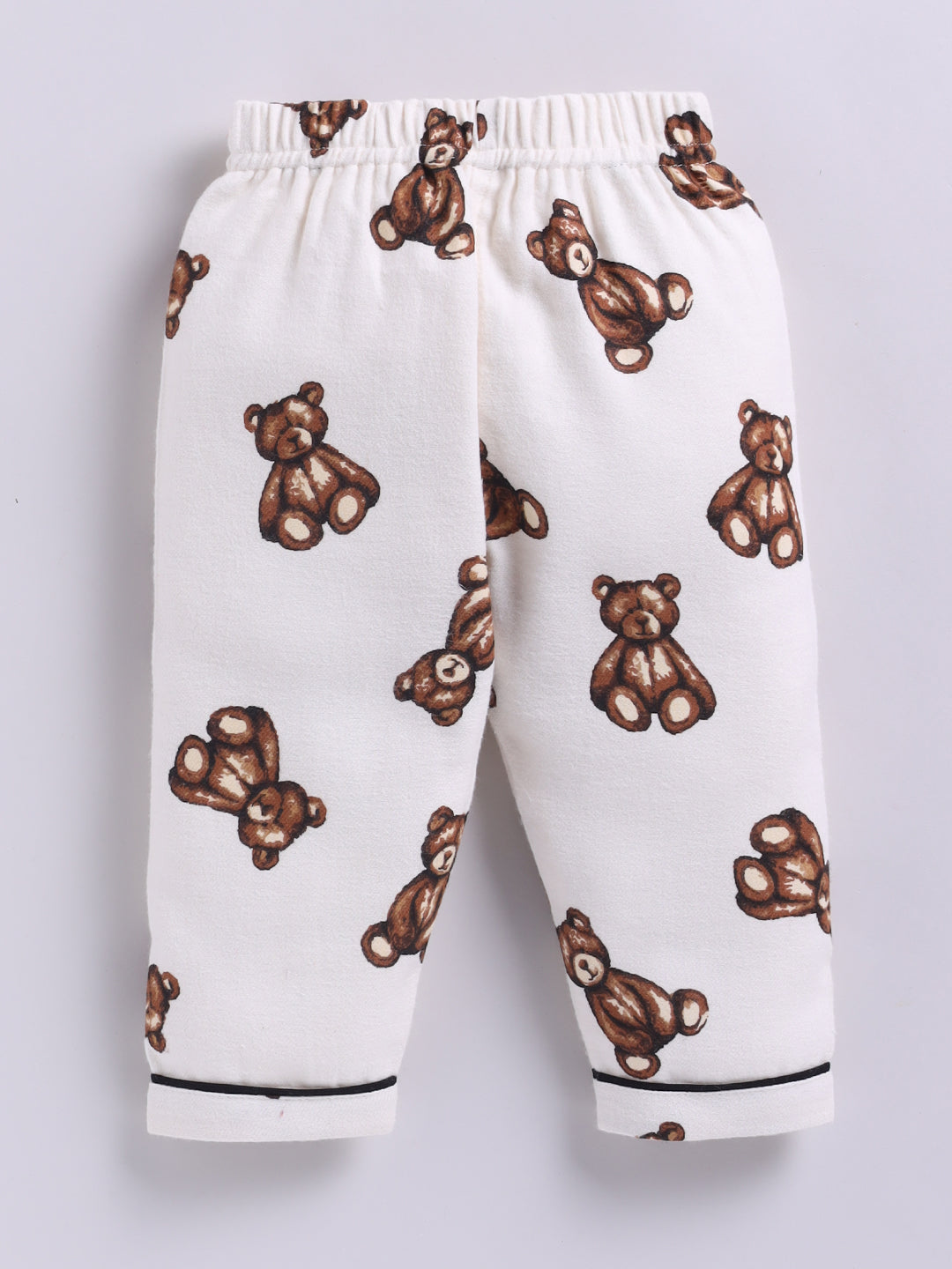 Teddy Bear Cream Cotton Woven Full Sleeve Night Suit