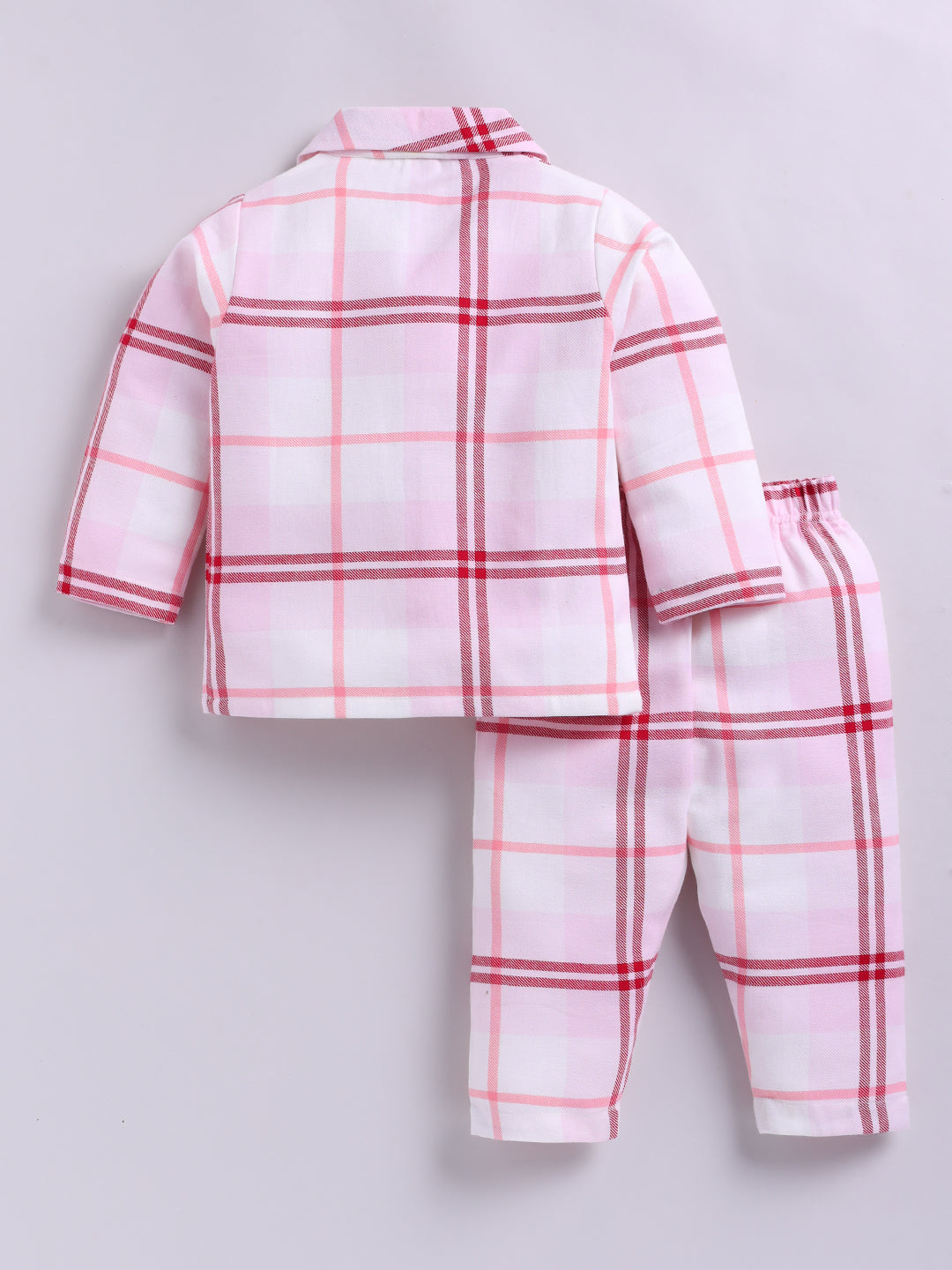 Pink Checked Flannel Full Sleeve Night Suit