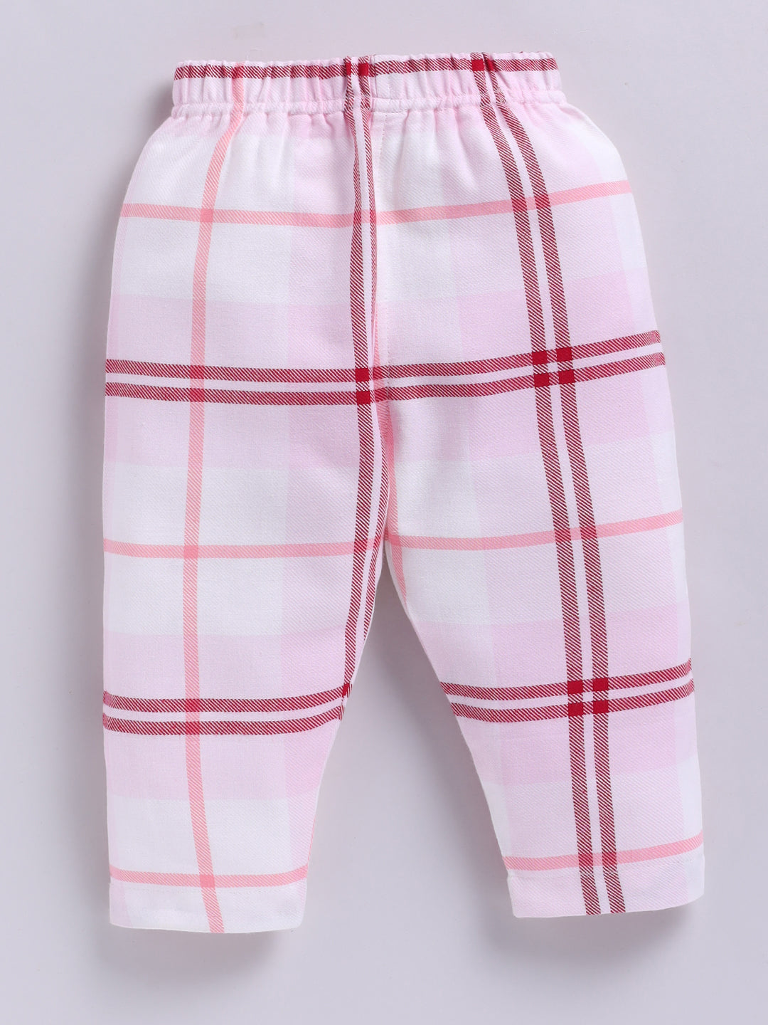 Pink Checked Flannel Full Sleeve Night Suit